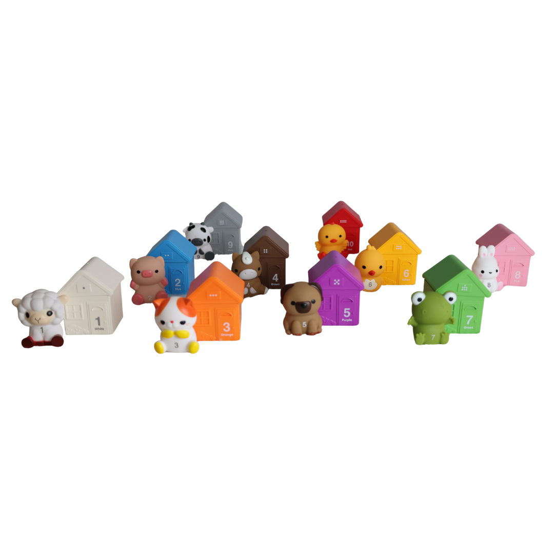 Brinquedo Montessoriano Casinhas de Animais e Fantoches de Dedo.