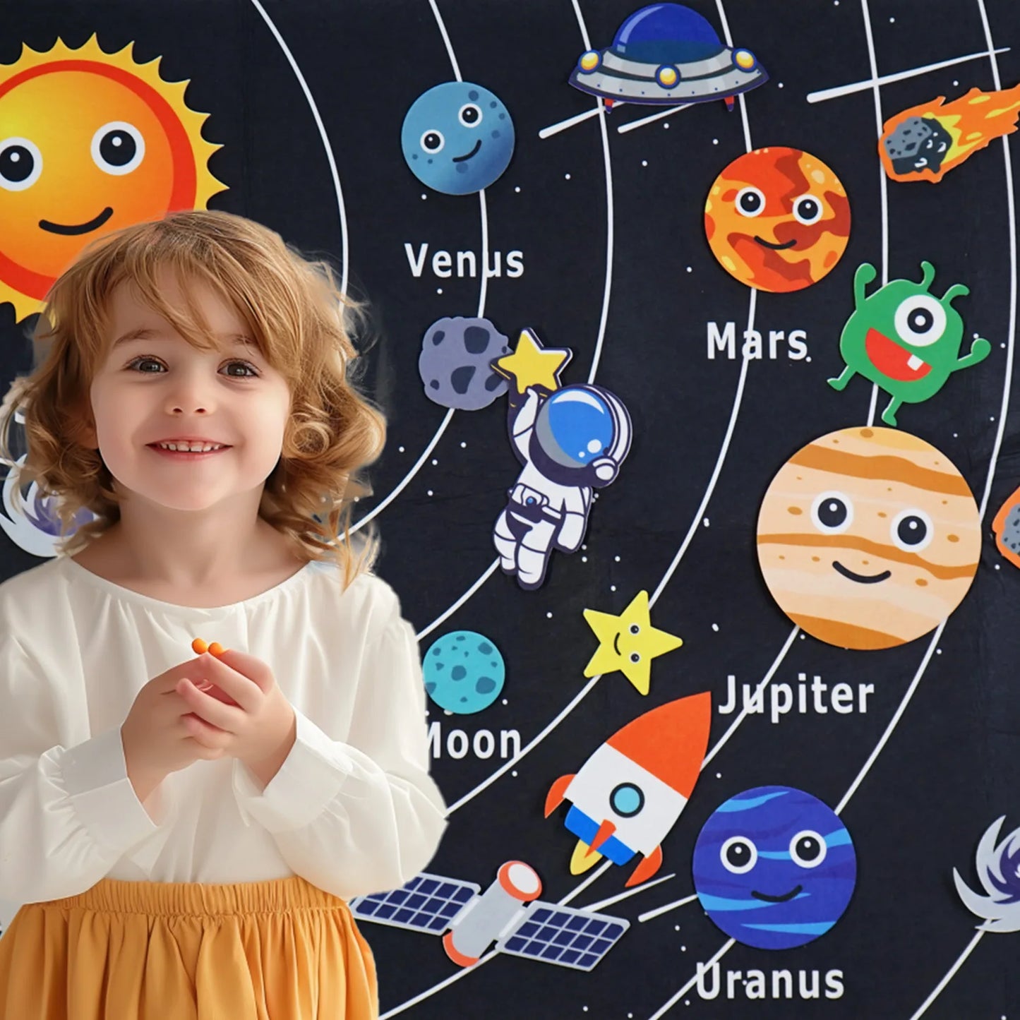 Aprendizagem de Quadro de Feltro do Espaço Sideral